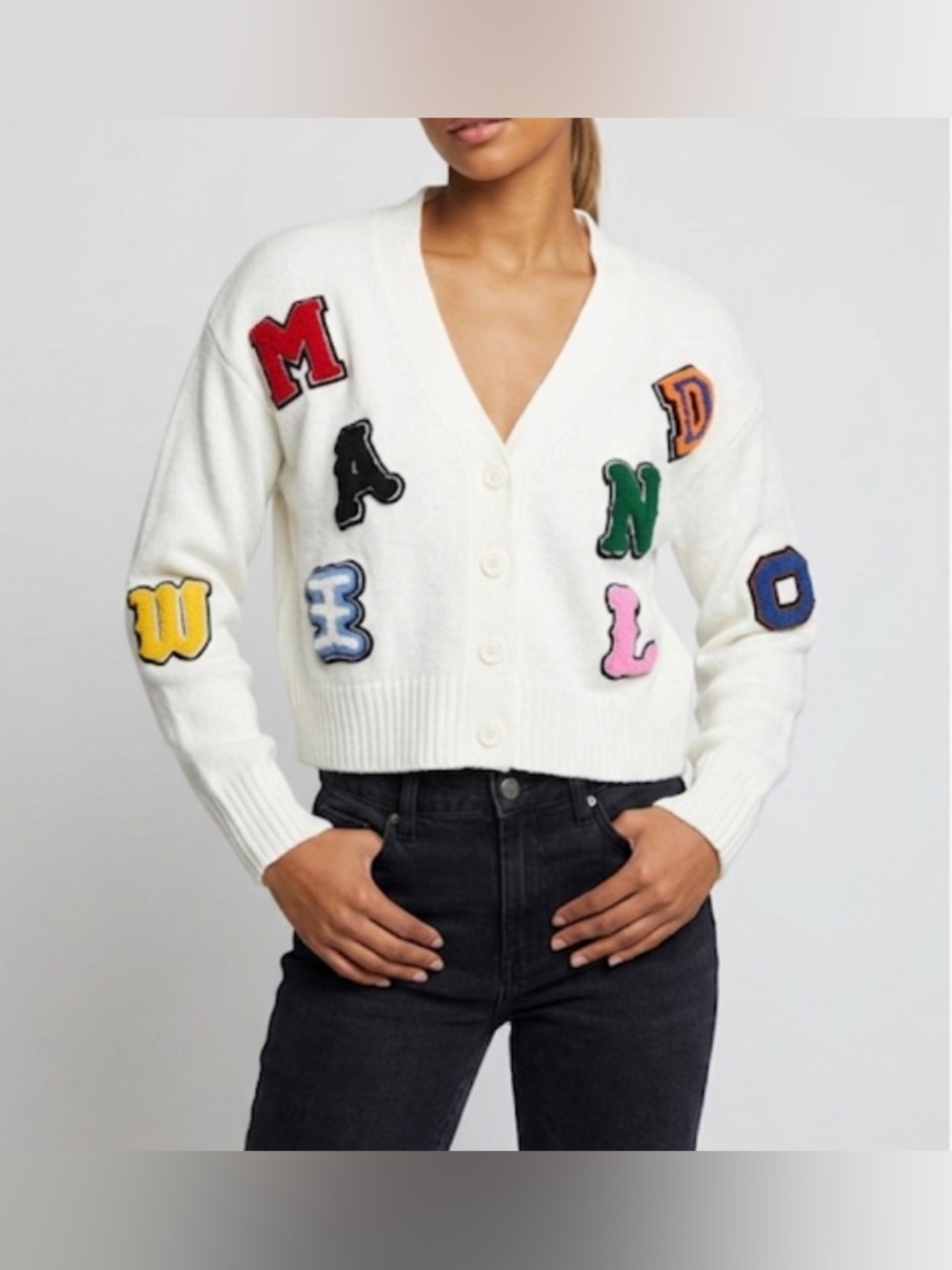 Runway 7 Varsity Patch Cardigan Sweater women Small Cropped Preppy streetwear